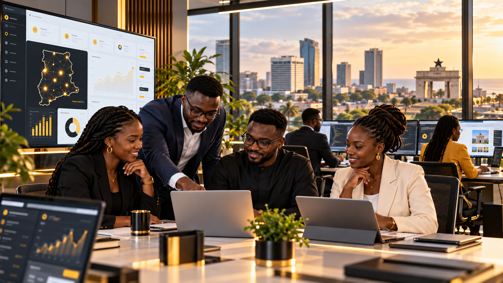 Technology professionals collaborating in Ghana