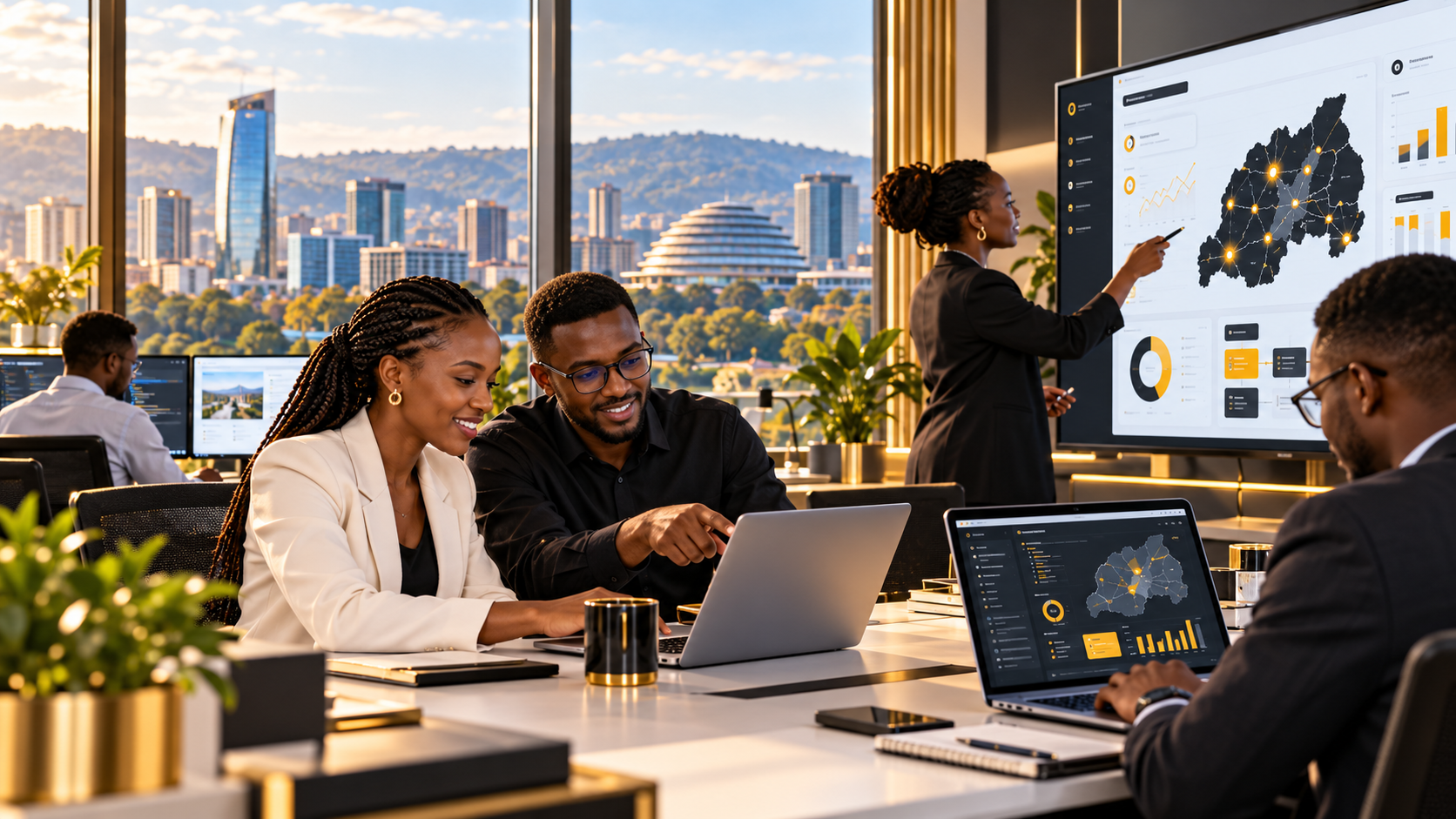 Technology professionals collaborating in Rwanda